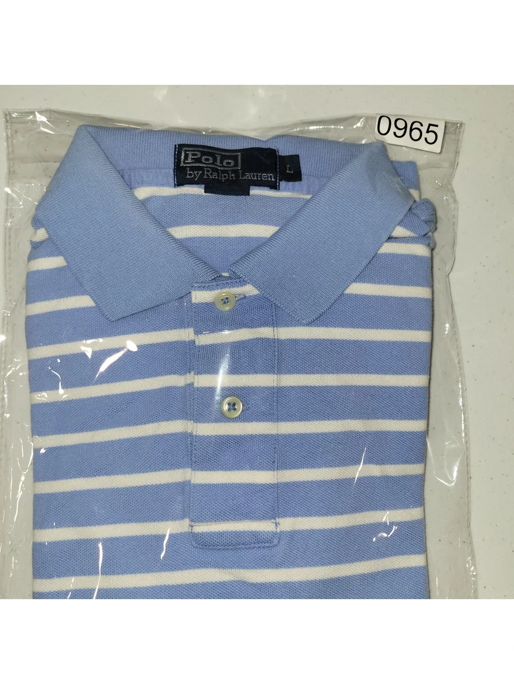Polo Ralph Lauren Men's Blue White Stripe Short Sleeve Polo Shirt Size L Large